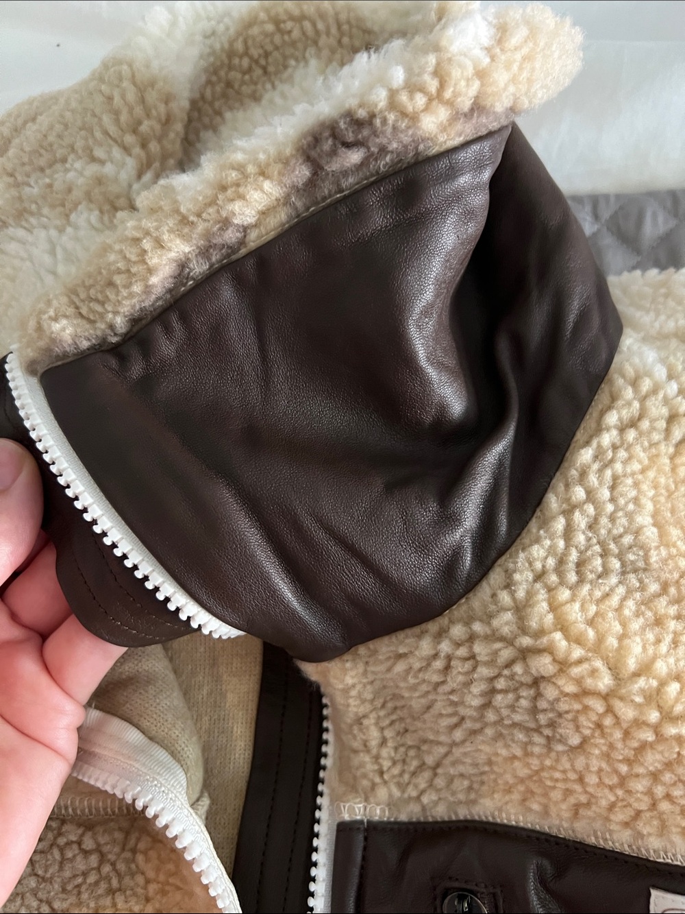 Polo by Ralph Lauren Brown Leather-Trim Sherpa Jacket - Picture 4 of 4